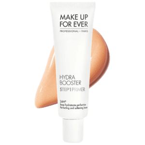 Make Up For Ever Step 1 Hydra Booster：​Make Up For Ever保濕妝前乳產品照，展示其啫喱質地與包裝。​